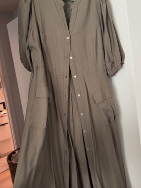 City Chic Olive Utility Button-Front Midi Dress